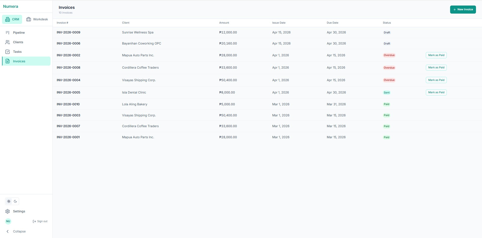 Numera — Invoices